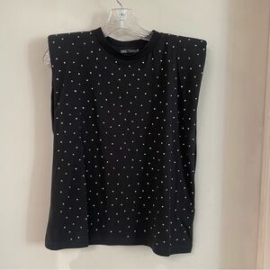 Zara Black Sleeveless Top with Rhinestones